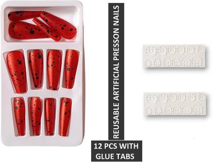 Abhilasha Ballerina or Coffin Shape Artificial False Nails with Glue Tab