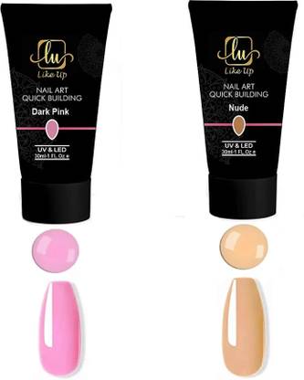 LikeUp Dark Pink & Nude Poly Gel Finger Extension Nail Art Quick Building 30ml Each