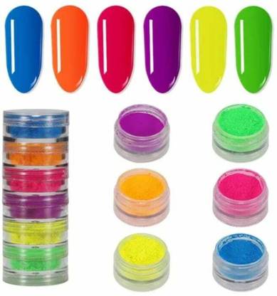 Shills Professional 6pc Nail Art Neon Pigment Powder Set