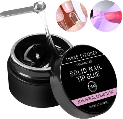 THR3E STROKES Nail Tips Glue Solid Gel Nail Glue Nail Bond Gel Non-Stick Hard Gel for Nail Art