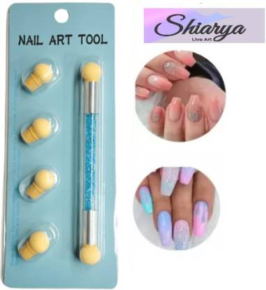 SHIRYA Best Dual Head Nail Art Sponge Tool Brush Picking Dotting Tool BLUE