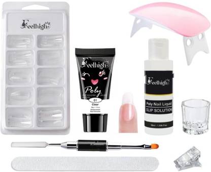 feelhigh 8 in 1 Poly Nail Gel Extension Kit for Builder Gel UV Nail Art Kit