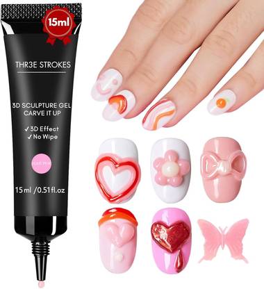 THR3E STROKES 3D Sculpting Gel Nail Glue for Nail Art & Nail Design | Sculpture and Decoration