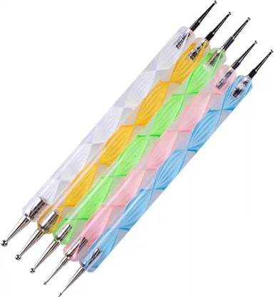 Qsac Precision Nail Dotting & Marbleizing Pens (5-Piece White Set)