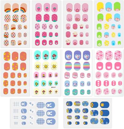 SERPLEX DIY Nail Stickers for Kids Cartoon Waterproof Self-Adhesive Full-Coverage Decals