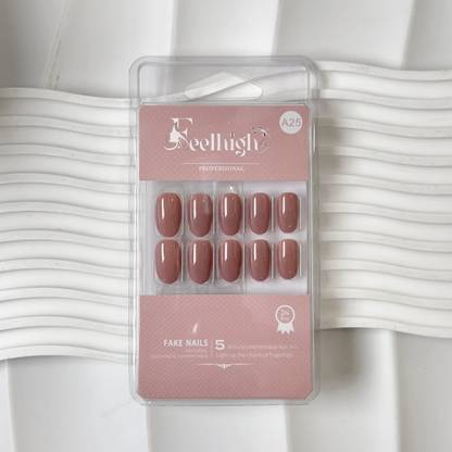 feelhigh 24 Stick on Nails Artificial Fake Nail Set Long Lasting, Quick Fix