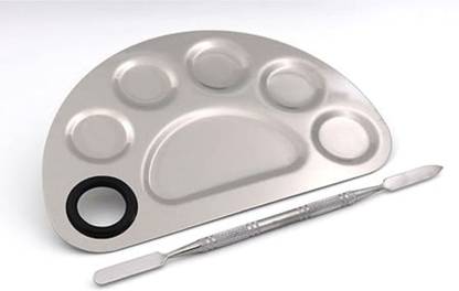 beauty n brains Stainless Steel Makeup Mixing Blending Palette With Spatula