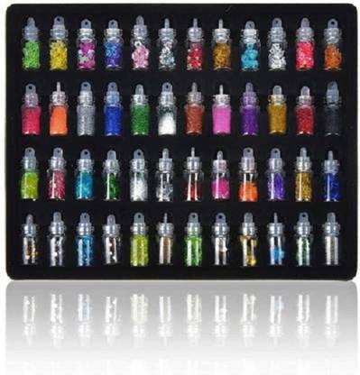 VULPIX 48 Pcs 3D Nail Art Kit. Glitter Sequins Rhinestones (Multicolour)