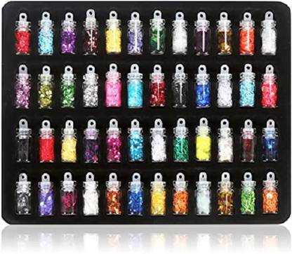 Marie Huda 48 Bottles/Set 3D Nail Art Charms Kit, Random Nail Art Glitter Sequins