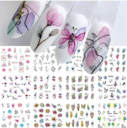 ravuk 6 pc nail art stickers plus nail decals nail decoration