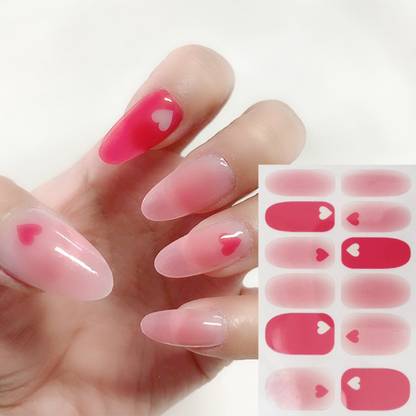 S.A.V.I 12PCS - Nail Stickers Gel Effect, Heart Print, Full Cover Nail Art Decoration