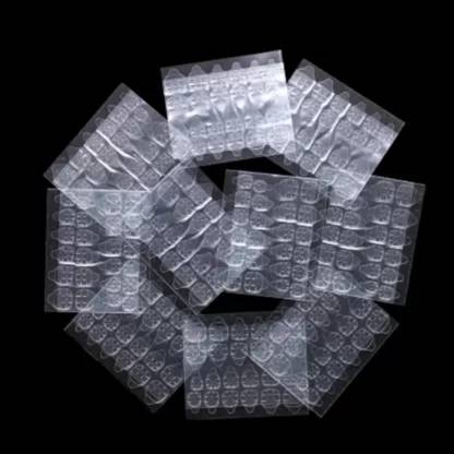Cure18 5 Sheets Double-side Glue Nail Sticker, Transparent Jelly Nail Glue Sticker Tabs