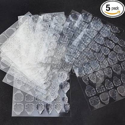 Miss Hot 5 Sheets Double-side Nail Glue Sticker Transparent Flexible Fake Nails Tips