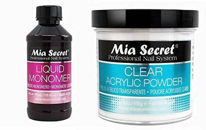 Mia Secret PROFESSIONAL LIQUID MONOMER 4 oz + CLEAR ACRYLIC POWDER 4 oz NAIL SYSTEM