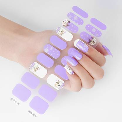 Tlismi 20 Tips Self Adhesive Colorful Print Design Semi-Cured Press-On Gel Nail Sticker