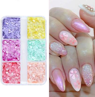 S.A.V.I 3D Cherry Blossom Nail Art Sequins - Multicolor Petal DIY for Women &