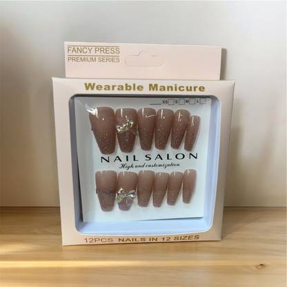 BOLT BEE Nail Salon Fancy Press On Nails 12pcs Set Of 1 (A6)
