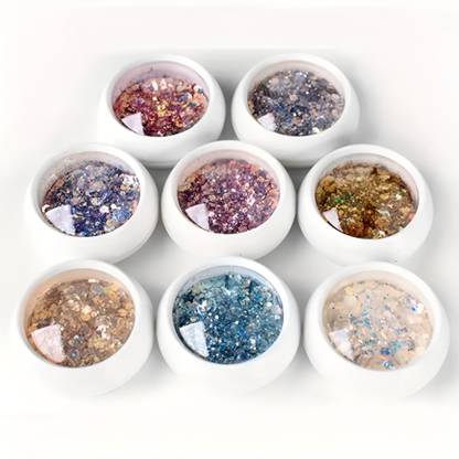 Adoere 8 Bottle Nail Glitter Flakes Shining Mixed Flake DIY Glitter Sequin Resin Sequin