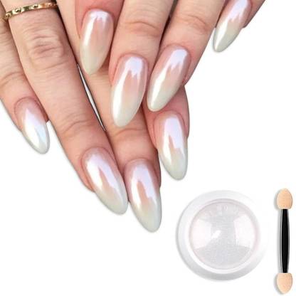 NAILWIND White Pearl Chrome Nail Powder Solid Glitter Fairy Shell Nails Art