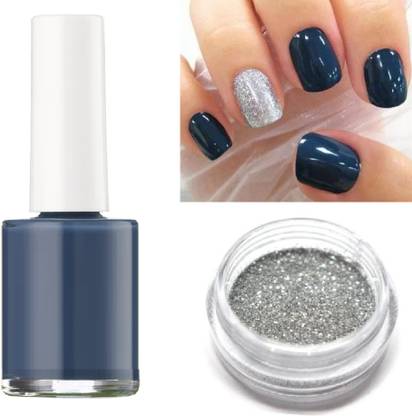 ADJD Glossy Nail Paint Midnight blue Loose Glitter Perfect for Nail Art Combo