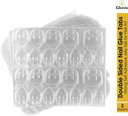 Gleevia Strong Adhesive Double-Sided Glue Tabs 2 Sheets (48 Tabs) for Fake Nail Tips