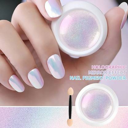 RUBY FACE Nail Chrome Powder Mermaid Chrome Nail Powder,Neon Iridescent Pearl Mermaid