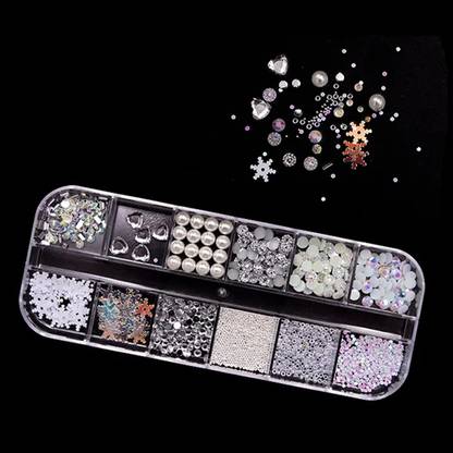Gleevia Nail Art Rhinestone Jewellery DIY 12Grid Mixed Design for 3D Nail Art Decoration