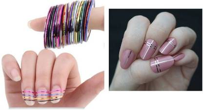 J & F Super Nail Art Striping 10 Tape ( Mixed Colors in Nail Art Tape Set )
