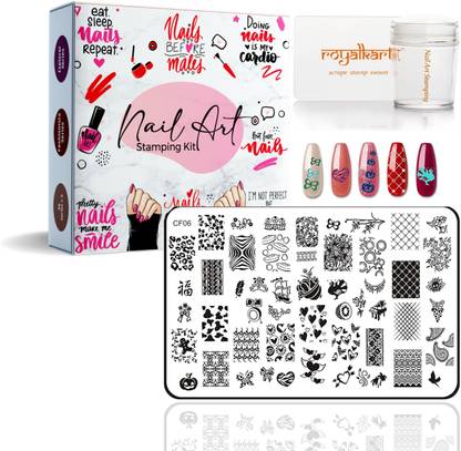 Royalkart Nail Art Stamping Kit Jumbo Image Plate With Soft Nail Silicon Stamper & Scraper (CF06)