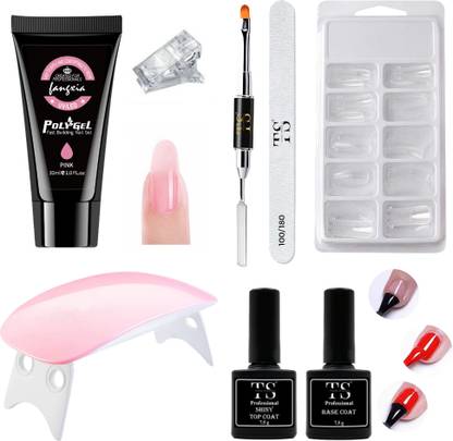 Coscelia Poly Extension Gel Nail Kit Nail Art Design Beginner Kit with Top & Base Coat
