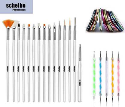 Scheibe 15 pcs Nail Art Brush, 5 pcs Dotting Pen and 5 pcs Nail Tape
