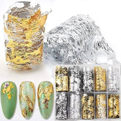 feelhigh Nail Foil Transfer Stickers Nail Art Supplies, 10 Nail Foils Designs Nail Art