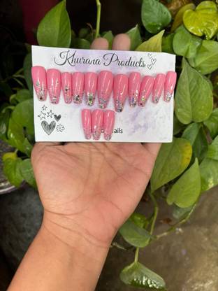 UANDME Press on Nails Glossy Finish, Medium Ballerina Shape (Pack of 12)