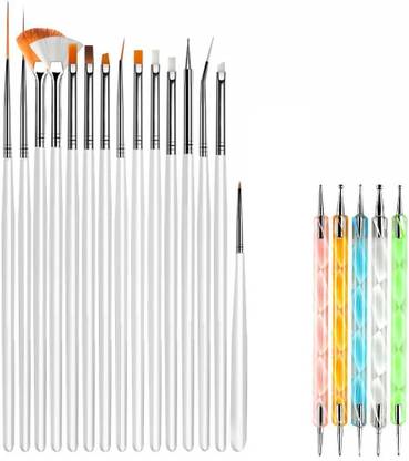 TREXEE Professional Nail Art Supplies with 15pcs Brush Set, 5pcs Dotting Pen