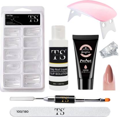 THR3E STROKES Poly Nail Extension Gel with Slip Solution | UV Nail Art Kit Nail Extension Kit
