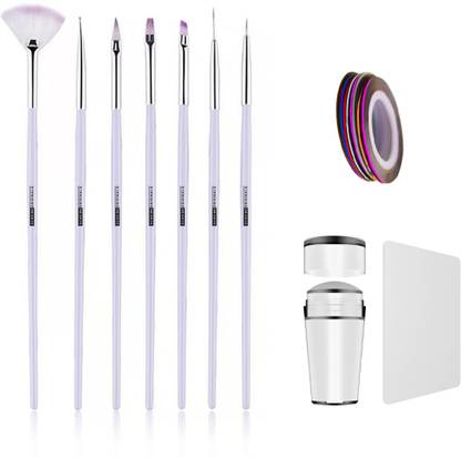 Scheibe 7 pcs Nail art Brush , 3 Nail Tape and Nail Stamp