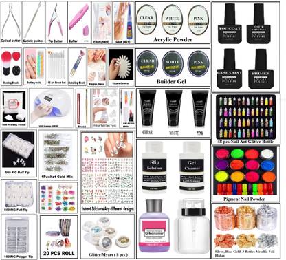 Hilex Nail art Products Kit Combo, Nail art Basic Tools, Nail Extension Products