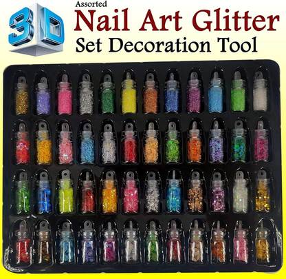 Elecsera 48 Bottles 3d Nail Art Set Nail Art Stamping Kit Decoration Tool