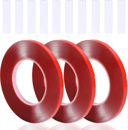 Gleevia Professional 3pcs Double-Sided Red Tape, for Nail Display Lens Manicure Tool