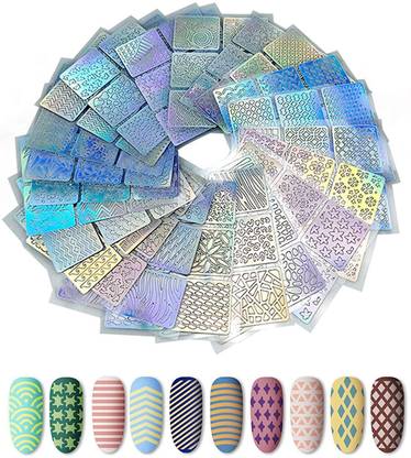 Scheibe 24 pcs Waterproof Self Adhesive Nail Art Stencil Stickers Manicure Tool Set