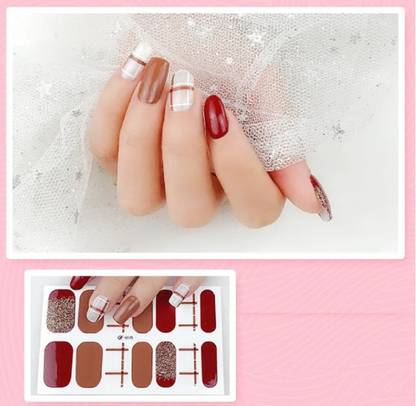 Aiyi Red Glitter Nail sticker self adhesive party Nail art