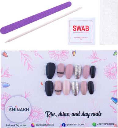 Sminakh Press On Nails Reusable Nails Customized Press on Nails 12 Pcs(Design 6)
