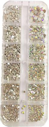 KIRA 12 Grid Nail Accessories Box, Nail Art Rhinestone Crystal Diamonds (05)