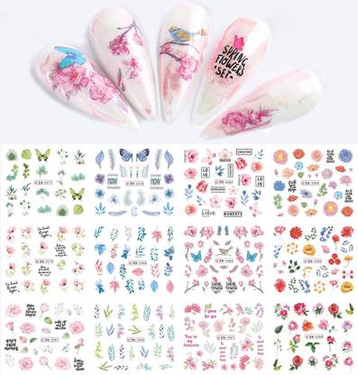 S.A.V.I 12 Sheets Water Transfer Nail Sticker Decal Leaf Flower Butterfly DIY Manicure