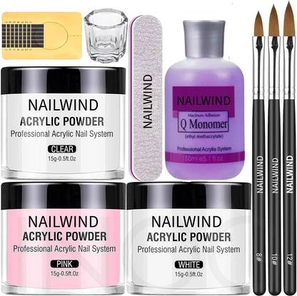 NAILWIND Acrylic Nail Kit Acrylic Powder and Monomer Set with Nail Brush