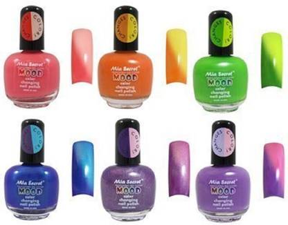 Mia Secret Mood Nail Lacquer Color Changing Nail Polish 6pc Set (6 Different Colors)
