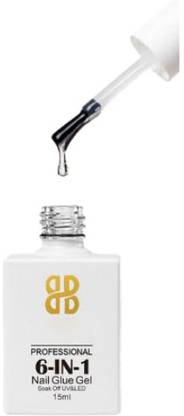 THR3E STROKES 6 in 1 Gel Nail Glue for Clear Acrylic Nails, Base Coat, Self Leveling Gel