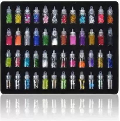 beauty bounty 48 Bottles of 3D Glitter Powder, Nail Art Charms/Tool Sequins Shimmer Stone kit