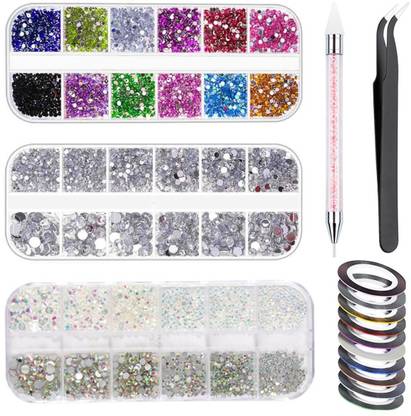maycreate Nail Art Kit For Girl Colorful Rhinestones Nail Design Tools Kit Multi Shapes
