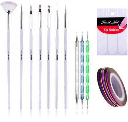 Scheibe 7 Nail Brush, 3 Dotting Pen,3 Nail Tape and 1 Tip Guide